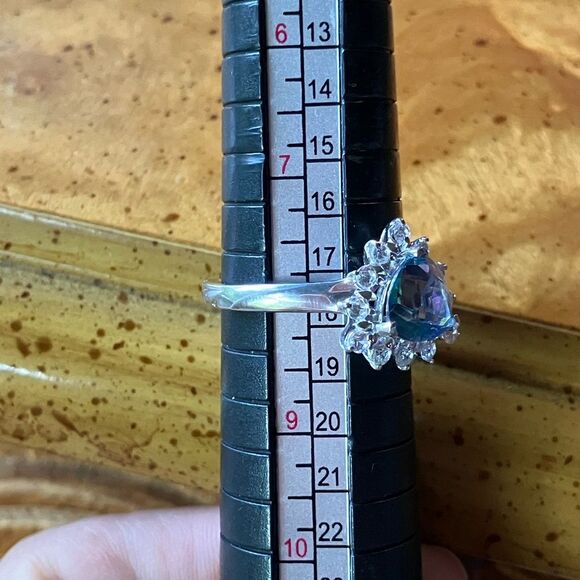 Genuine Blue Mystic Topaz Sterling Silver Ring Size 8 - Picture 8 of 9